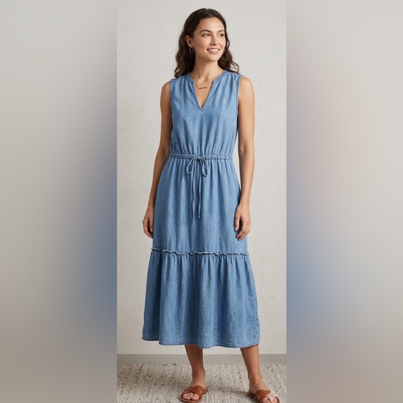 Lands' End Dresses & Skirts - Lands' End Chambray Blue Maxi Dress
